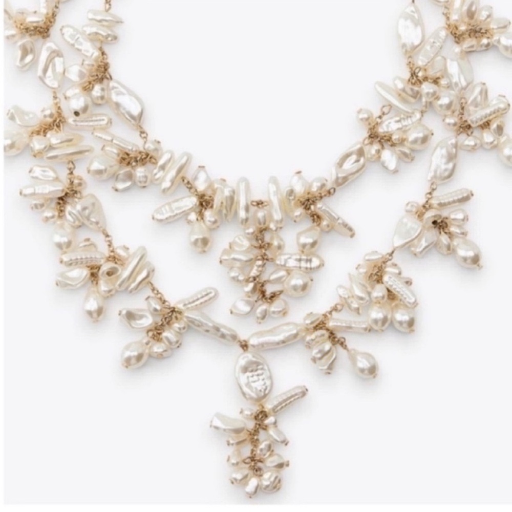 New! Zara Irregular Pearl Necklace Stack Set NWt - Picture 2 of 3